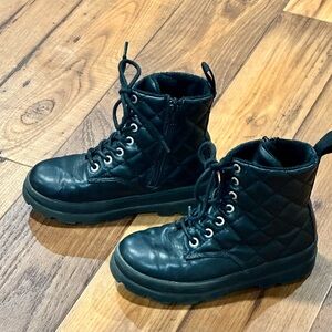 H&M Black Doc Marten Style Quilted Kids Combat Boots